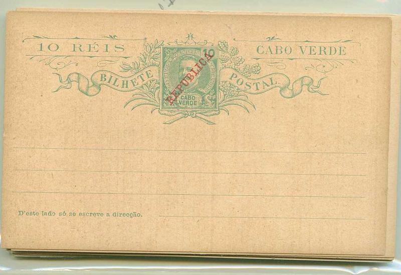 22Lis_2919.jpg -     Lote:    2919      Lotes pelo Correio              Descrição:      Cabo Verde.   Lote de 8 inteiros postais OM10/17 + 6 Bilhetes-Cartas OM4/9. Novos sem defeitos. Lote a ver.        Lote       Valor Base:     &euro; 10,00     Valor Venda:     &euro; 15,00     