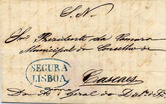 23Lis_0031.jpg -     Lote:    31            Portugal       Descrição:      Lisboa * Segura   &mdash; A azul GM LSB-S3, em capa de carta remetida de Lisboa para Cascais, isenta de porte.        Carta       Valor Base:     &euro; 5,00     Valor Venda:     &euro; 14,00     