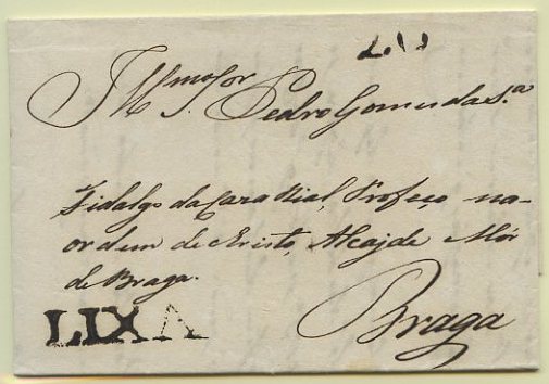 23Lis_0035.jpg -     Lote:    35            Portugal       Descrição:      Lixa   &mdash; A preto, GM LXA1 em carta circulada da Lixa (22.07.1822) para Braga, com o porte de 20 reis batido a preto.        Carta       Valor Base:     &euro; 20,00     Valor Venda:     &euro; 28,00     