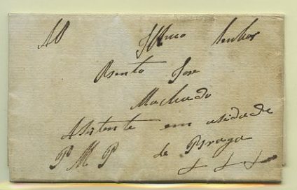 23Lis_0071.jpg -     Lote:    71            Diversos       Descrição:      P. M. P.   &mdash; Carta circulada "por mão própria" de Julgado de Veiga (1839) para Braga.        Carta       Valor Base:     &euro; 5,00     Valor Venda:     Retirado     