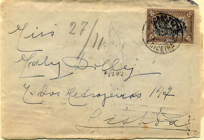 23Lis_0149.jpg -     Lote:    149            Portugal       Descrição:         1938 &mdash; Independência de Portugal. 3.ª emissão. Sobrescrito circulado da Ericeira (27.11.1928 &mdash; 1.º dias de circulação) para Lisboa (28.11.1928) com selo de 40c sépia CE444.        Carta       Valor Base:     &euro; 30,00     Valor Venda:     Retirado     