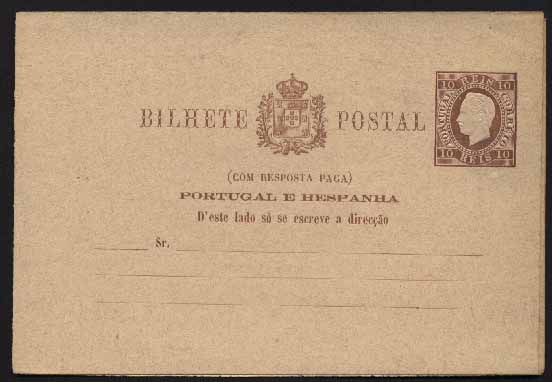 23Lis_0304.jpg -     Lote:    304            Portugal       Descrição:         1880/81 &mdash; D. Luís I. Fita Direita. Impressão com relevo. OM8, 10+10 reis castanho-vermelho claro, cartolina fina camurça, folha dobrada à esquerda. MB        IN       Valor Base:     &euro; 10,00     Valor Venda:     Retirado     