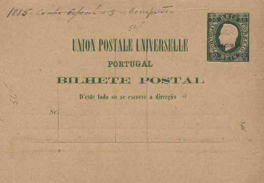 23Lis_0310.jpg -     Lote:    310            Portugal       Descrição:         1885 &mdash; Reimpressões. D. Luís I. Fita Direita. Impressão com relevo. OM5, 30 reis verde, cunho especial, cartolina amarela lisa, com sobrecarga "SPECIMEN" a preto. Emitidos apenas 500 exemplares. MB e MR.        IN/R       Valor Base:     &euro; 20,00     Valor Venda:     Retirado     