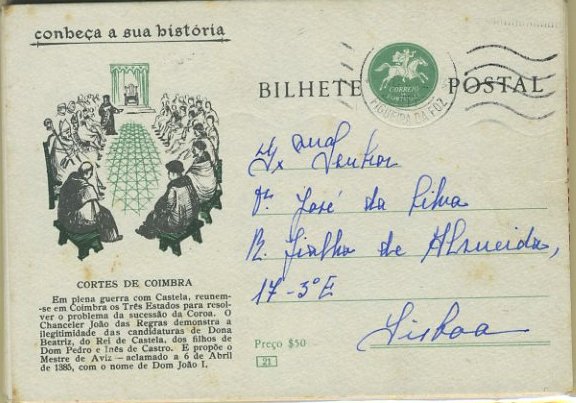 23Lis_0399.jpg -     Lote:    399            Portugal       Descrição:         1957 &mdash; "Conheça a sua História". Postilhão, sem taxa. OM137 ($50) gravura a verde e preto. 2.ª série dos n.ºs 21 a 52, com falta dos n.ºs 27, 29, 30, 32, 33, 34, 35, 36, 37, 42, 52.        IC       Valor Base:     &euro; 30,00     Valor Venda:     &euro; 32,00     
