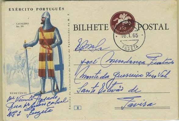 23Lis_0402.jpg -     Lote:    402            Portugal       Descrição:         1964 &mdash; Fardamentos do Exército Português. Postiçhão com taxa. OM158, $50, castanho-lilás escuro. Lote de 13 inteiros circulados, n.ºs 1, 6, 7, 8, 9, 12, 13, 15, 18, 19, 22, 23, 24.        IC       Valor Base:     &euro; 25,00     Valor Venda:     Retirado     
