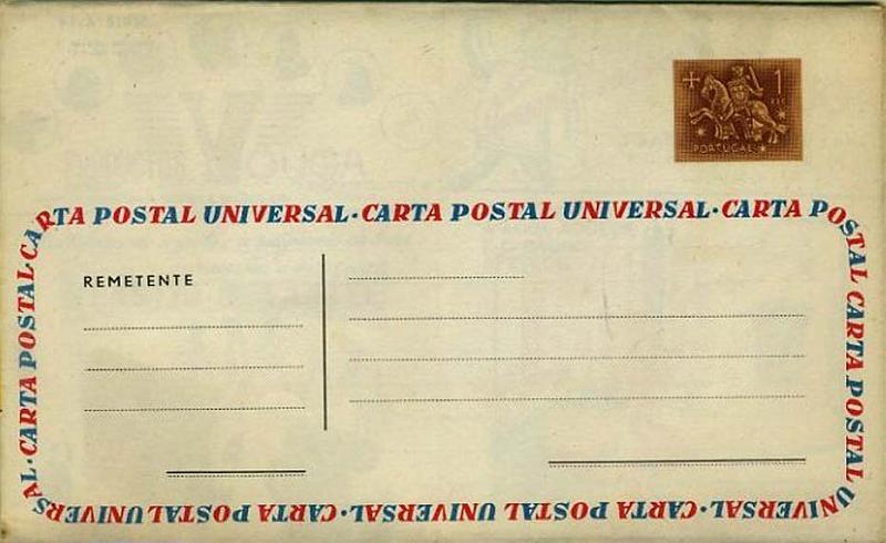 23Lis_0439.jpg -     Lote:    439            Portugal       Descrição:         1955/57 &mdash; Carta Universal. Selo tipo Cavaleiro Medieval. OM5, 1$00 castanho-vermelho, Série A14 (Fevereiro de 1957). Apenas emitidos 5.000 exemplares.        IN       Valor Base:     &euro; 160,00     Valor Venda:     Retirado     