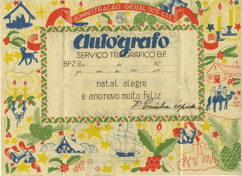 23Lis_0451.jpg -     Lote:    451            Portugal       Descrição:         1943 &mdash; Impressos de Telegramas Directos e Autógrafos. OM19 BF2A. Autógrafo, circulado.         IC       Valor Base:     &euro; 5,00     Valor Venda:     Retirado     