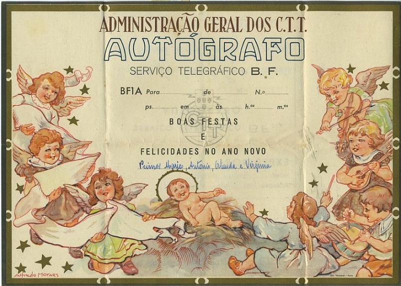23Lis_0452.jpg -     Lote:    452            Portugal       Descrição:         1947 &mdash; Impressos de Telegramas Directos e Autógrafos. OM27 BF1A. Autógrafo, circulado.         IC       Valor Base:     &euro; 5,00     Valor Venda:     Retirado     