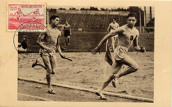 23Lis_0577.jpg -     Lote:    577            Estrangeiro       Descrição:      Bélgica.   Temáticos. Atletismo. 1950 &mdash; Campeonatos Europeu de Atletismo em Heysel. Lote de 3 postais máximos com selos Yvert827/829, com carimbo comemorativo do Heysel Staduim. MB e R.        PM       Valor Base:     &euro; 15,00     Valor Venda:     &euro; 26,00     