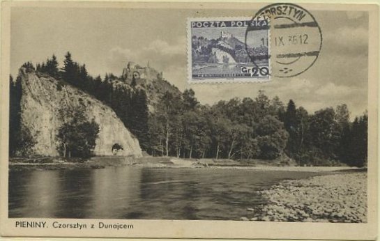 23Lis_0608.jpg -     Lote:    608            Estrangeiro       Descrição:      Polónia   &mdash; Castelo de Czorstyn. Postal ilustrado concordante com selo de 20g Yvert382, obliterados com marca de Czorsztyn (11.09.36).        PM       Valor Base:     &euro; 5,00     Valor Venda:     &euro; 5,00     