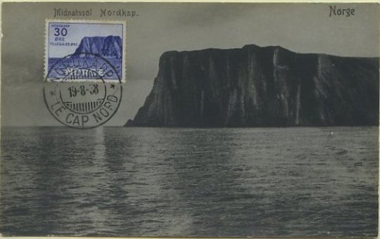 23Lis_0612.jpg -     Lote:    612            Estrangeiro       Descrição:      Noruega   &mdash; Le Cap Nord. Postal ilustrado fotográfico, concordante com selo de 30+20 ore Yvert194, obliterados com carimbo de Le Cap Nord (19.08.38).        PM       Valor Base:     &euro; 5,00     Valor Venda:     &euro; 5,00     
