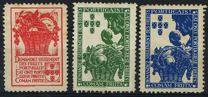 23Lis_0757.jpg -     Lote:    757                   Descrição:         Vinhetas. Publicitária. Comam fruta portuguesa. Lote de 3 vinhetas em vermelho, verde e azul.        *       Valor Base:     &euro; 5,00     Valor Venda:     Retirado     