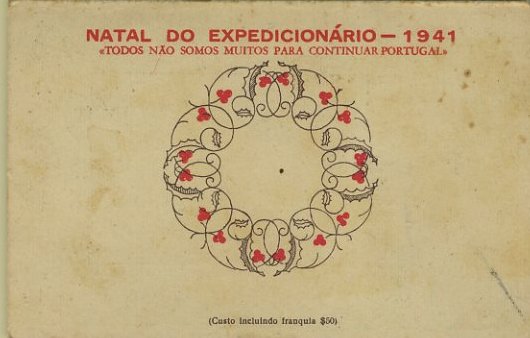 23Lis_0937.jpg -     Lote:    937            Correio Militar       Descrição:         1941 &mdash; Forças Mobilizadas &mdash; 2.ª Guerra Mundial. Boas-Festas n.º 87 de 1937 com sobrecarga em duas linhas "NATAL DO EXPEDICIONÁRIO / TODOS NÃO SOMOS MUITOS PARA CONTINUAR PORTUGAL". OM FM1 &mdash; ($25) azul-claro "Adoração". Circulado de Moura (01.01.42) para Lisboa. Variedade "ASPAS BAIXAS". MR.        IC       Valor Base:     &euro; 50,00     Valor Venda:     Retirado     