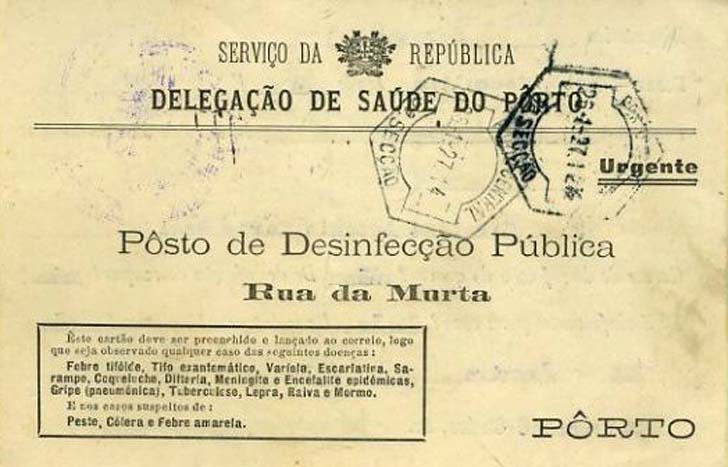23Lis_0994.jpg -     Lote:    994            Isentos de Franquia       Descrição:         Isentos de franquia. Delegação de Saúde do Porto. Inteiro circulado no Porto (26.01.27), isento de franquia (Serviço da República). Postal pré-impresso para declaração obrigatória de doenças contagiosas. B.        PI       Valor Base:     &euro; 5,00     Valor Venda:     Retirado     