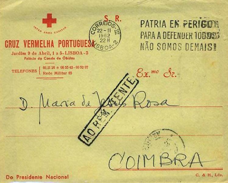 23Lis_0998.jpg -     Lote:    998            Isentos de Franquia       Descrição:         Correio militar Isento de Franquia. Cruz Vermelha Portuguesa &mdash; Prisioneiro de Guerra da Índia Portuguesa 1961 internado no Campo de Vasco da Gama. Mensagem encaminhada pela CVP de Lisboa para Coimbra informando sobre o estado de saúde do militar preso pelas autoridades indianas.         Carta       Valor Base:     &euro; 20,00     Valor Venda:     Retirado     