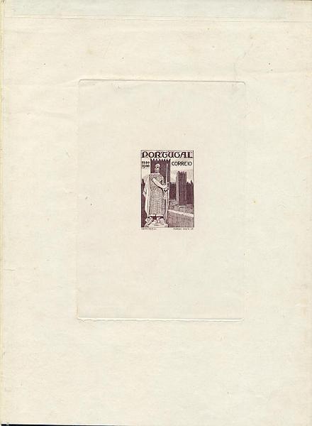 23Lis_1040.jpg -     Lote:    1040            Portugal       Descrição:         1940 &mdash; Centenários da Fundação e Restauração. Tipo IV /Jan.-Fev.). Prova de cunho em castanho vermelho. MB        PRV       Valor Base:     &euro; 30,00     Valor Venda:     &euro; 30,00     