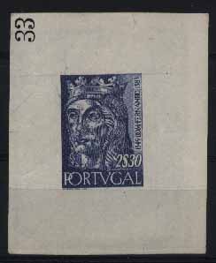 23Lis_1053.jpg -     Lote:    1053            Portugal       Descrição:         1955 &mdash; Reis de Portugal da 1.ª Dinastia. Prova de cunho não denteada de 2$30 ultramar, com impressão do fundo, numeração de obra "33". MB.        PRV       Valor Base:     &euro; 20,00     Valor Venda:     &euro; 20,00     