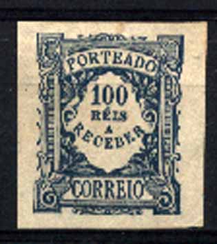 23Lis_1066.jpg -     Lote:    1066            Portugal       Descrição:         1904 &mdash; Porteado. Emissão regular. Valor em reis. CE13, 100 reis azul. Prova não denteada em papel liso, na cor aprovada.        PRV       Valor Base:     &euro; 5,00     Valor Venda:     Retirado     