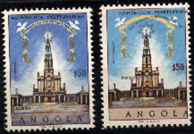 23Lis_1098.jpg -     Lote:    1098            Angola       Descrição:         1967 &mdash; Cinquentenário das Aparições de Nossa Senhora de Fátima. CE518, $50. Prova de cor + selo com deslocação acentuada da cor preta.         PRV       Valor Base:     &euro; 10,00     Valor Venda:     &euro; 14,00     