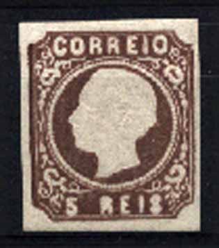 23Lis_1262.jpg -     Lote:    1262            Portugal       Descrição:         1862/64 &mdash; D. Luís I. CE14, 5 reis castanho escuro. Uma margem curta, as restantes normais. Valor de catálogo &euro; 222,00.        **       Valor Base:     &euro; 35,00     Valor Venda:     Retirado     