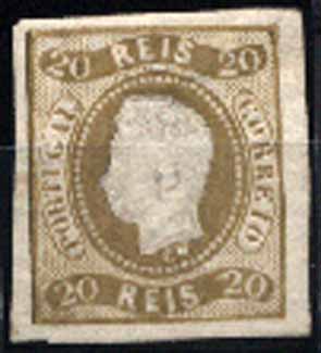 23Lis_1271.jpg -     Lote:    1271            Portugal       Descrição:         1867/70 &mdash; D. Luís I. Fita curva, não denteados. CE21, 20 reis bistre, margens normais. Valor de catálogo &euro; 326,00.        **       Valor Base:     &euro; 65,00     Valor Venda:     Retirado     
