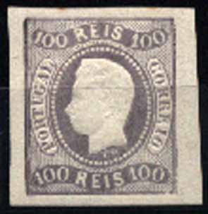 23Lis_1275.jpg -     Lote:    1275            Portugal       Descrição:         1867/70 &mdash; D. Luís I. Fita curva, não denteados. CE25, tipo Ia, 100 reis lilás malva, margens largas. Valor de catálogo &euro; 510,00.        **       Valor Base:     &euro; 100,00     Valor Venda:     &euro; 140,00     