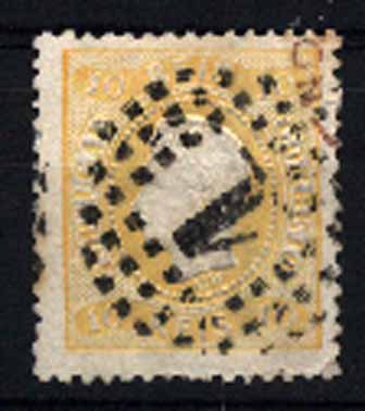 23Lis_1283.jpg -     Lote:    1283            Portugal       Descrição:         1867/70 &mdash; D. Luís I, fita curva denteados. CE28, 10 reis amarelo. Valor de catálogo &euro; 182,00.        O       Valor Base:     &euro; 20,00     Valor Venda:     Retirado     