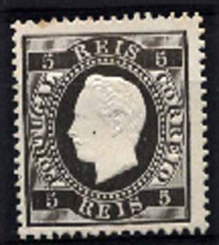 23Lis_1291.jpg -     Lote:    1291            Portugal       Descrição:         1870/76 &mdash; D. Luís I. Fita direita. CE36, 5 reis preto, denteado 13 &frac12;. Valor de catálogo &euro; 109,00.        *       Valor Base:     &euro; 10,00     Valor Venda:     &euro; 10,00     