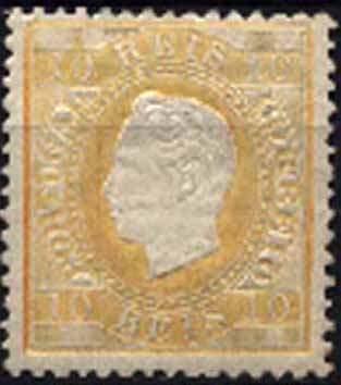 23Lis_1293.jpg -     Lote:    1293            Portugal       Descrição:         1870/76 &mdash; D. Luís, fita direita. CE37, 10 reis amarelo, denteado 12 &frac12;, papel liso. Valor de catálogo &euro; 127,00.        **       Valor Base:     &euro; 20,00     Valor Venda:     Retirado     