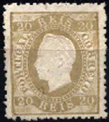 23Lis_1295.jpg -     Lote:    1295            Portugal       Descrição:         1870/76 &mdash; D. Luís, fita direita. CE39, 20 reis bistre, denteado 12 &frac12;, papel liso. Valor de catálogo &euro; 127,00.        **       Valor Base:     &euro; 20,00     Valor Venda:     &euro; 44,00     