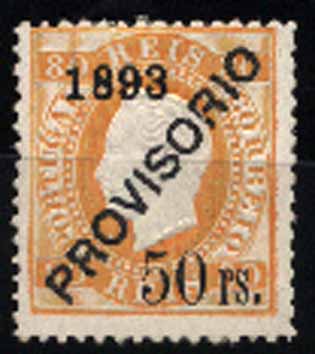 23Lis_1335.jpg -     Lote:    1335            Portugal       Descrição:         1892/93 &mdash; D. Luís I, com sobrecarga "PROVISORIO". CE96, 50 s/ 80 reis amarelo, sobrecarga tipo F, denteado 12 &frac12;. Valor de catálogo &euro; 215,00.        **       Valor Base:     &euro; 32,00     Valor Venda:     Retirado     