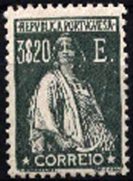 23Lis_1366.jpg -     Lote:    1366            Portugal       Descrição:         1924/26 &mdash; Ceres. CE295, 3$20 verde oliva escuro, denteado 12x11 &frac12;. Valor de catalogo &euro; 135,00.        ***       Valor Base:     &euro; 25,00     Valor Venda:     &euro; 32,00     
