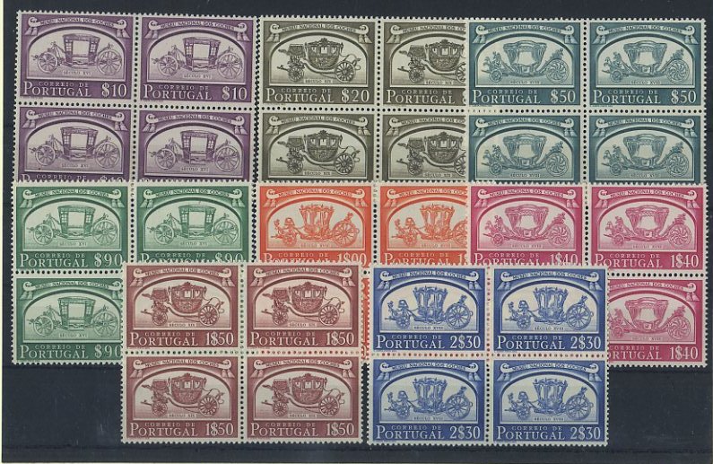 23Lis_1414.jpg -     Lote:    1414            Portugal       Descrição:         1952 &mdash; Museu Nacional dos Coches. CE741/748. Série completa em quadras. Valor de catálogo &euro; 168,00.        ***       Valor Base:     &euro; 34,00     Valor Venda:     Retirado     