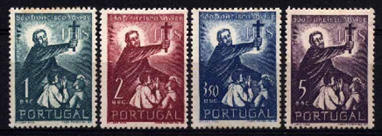 23Lis_1418.jpg -     Lote:    1418            Portugal       Descrição:         1952 &mdash; 4.º Centenário da Morte de S. Francisco Xavier. CE759/762. Série completa. Valor de catálogo &euro; 90,00.        **       Valor Base:     &euro; 20,00     Valor Venda:     &euro; 20,00     