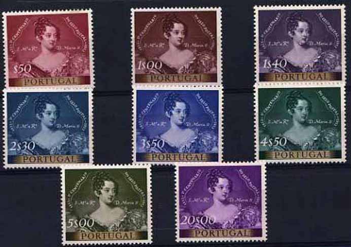 23Lis_1421.jpg -     Lote:    1421            Portugal       Descrição:         1953 &mdash; 1.º Centenário do Selo Postal Português. CE786/793. Série completa. Valor de catálogo &euro; 112,00.        **       Valor Base:     &euro; 16,00     Valor Venda:     &euro; 20,00     