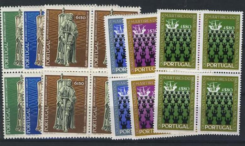 23Lis_1432.jpg -     Lote:    1432            Portugal       Descrição:         1969/71 &mdash; Fundação S. Diego + Mártires do Brasil. CE1050/52 e CE1119/21. Séries completas em quadras. Valor de catálogo &euro; 57,20.        ***       Valor Base:     &euro; 16,00     Valor Venda:     Retirado     