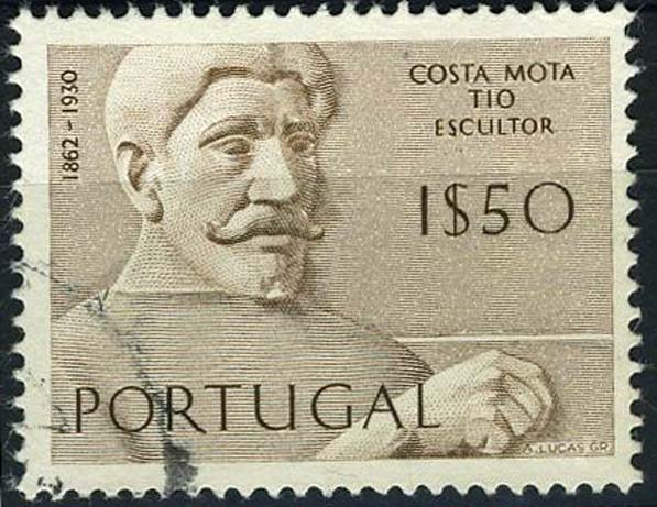 23Lis_1434.jpg -     Lote:    1434            Portugal       Descrição:         1971 &mdash; Escultores Portugueses. CE1102, 1$50 sépia. Selo usado em denteado 13 &frac12;. Valor de catálogo &euro; 403,00. MB e MR.        O       Valor Base:     &euro; 125,00     Valor Venda:     &euro; 140,00     