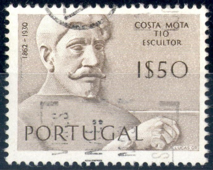 23Lis_1435.jpg -     Lote:    1435            Portugal       Descrição:         1971 &mdash; Escultores Portugueses. CE1102, 1$50 sépia, denteado 13 &frac12;. Valor de catálogo &euro; 403,00.        O       Valor Base:     &euro; 150,00     Valor Venda:     Retirado     