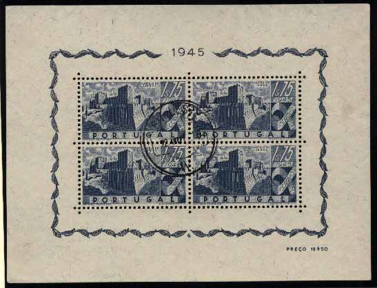 23Lis_1449.jpg -     Lote:    1449            Portugal       Descrição:         1946 &mdash; Castelos de Portugal. CE BLC10. Usado.        BLC O       Valor Base:     &euro; 40,00     Valor Venda:     &euro; 40,00     