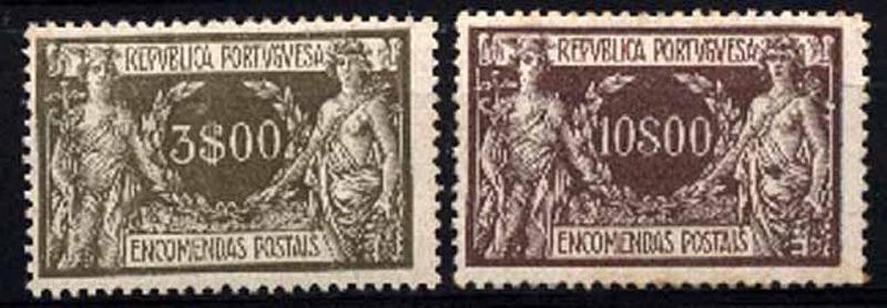 23Lis_1455.jpg -     Lote:    1455            Portugal       Descrição:         1920/22 &mdash; Encomendas Postais. Comércio e Indústria. Lote composto por dois selos de: 3$00 sépia esverdeado CE14*** e 10$00 castanho vermelho CE17**. Valor de catálogo &euro; 215,00.        ***/**       Valor Base:     &euro; 40,00     Valor Venda:     Retirado     