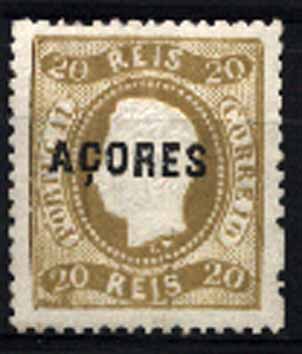 23Lis_1466.jpg -     Lote:    1466            Açores       Descrição:         1868/70 &mdash; D. Luís I. Fita curva. Denteados. CE9, 20 reis sépia. Regomado. Valor de catálogo &euro; 95,80.        RG ***       Valor Base:     &euro; 12,00     Valor Venda:     &euro; 14,00     