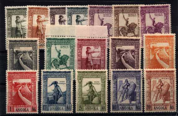 23Lis_1502.jpg -     Lote:    1502            Angola       Descrição:         1938 &mdash; Império Colonial Português. CE258/71 e 273/75. Apenas em falta o selo de 2Ags para completar a série. Selo de 30C**. Restantes selos sem charneira. Valor aproximado de catálogo &euro; 165,00.        ***/**       Valor Base:     &euro; 20,00     Valor Venda:     &euro; 55,00     