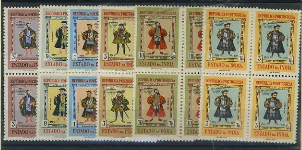 23Lis_1568.jpg -     Lote:    1568            Índia       Descrição:         1956 &mdash; 450.º Aniversário da Fundação dos Estado da Índia. Vice-Reis. CE44&frac14;46. Série completa em quadras. Valor de catálogo &euro; 32,00.        ***       Valor Base:     &euro; 7,00     Valor Venda:     &euro; 24,00     