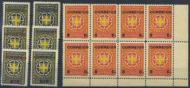 23Lis_1638.jpg -     Lote:    1638            Moçambique       Descrição:         1926/27 &mdash; Selos de Porte Franco, com sobrecarga. CE8/13, série completa + bloco horizontal de 8 selos de 5c amarelo e vermelho CE14. valor de catálogo &euro; 50,00.        ***       Valor Base:     &euro; 10,00     Valor Venda:     Retirado     