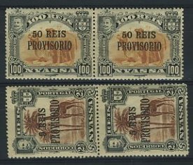 23Lis_1678.jpg -     Lote:    1678            Companhia do Niassa       Descrição:         Reimpressões de 1921. 1910 &mdash; D. Carlos I. Selos de 1901 com sobrecarga "PROVISÓRIO" e sobretaxa. CE50/51. Série completa em pares. Valor de catálogo 140,00.        R ***       Valor Base:     &euro; 40,00     Valor Venda:     &euro; 40,00     