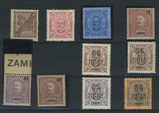 23Lis_1689.jpg -     Lote:    1689            Zambézia       Descrição:         Zambézia. Lote composto por 10 selos: CE1, 8, 12, 2&frac12;2, 25, 29, 30/32. Todos novos e vários sem charneira. Valor aproximado de catálogo &euro; 112,00. Lote a ver.        ***/**       Valor Base:     &euro; 15,00     Valor Venda:     &euro; 26,00     