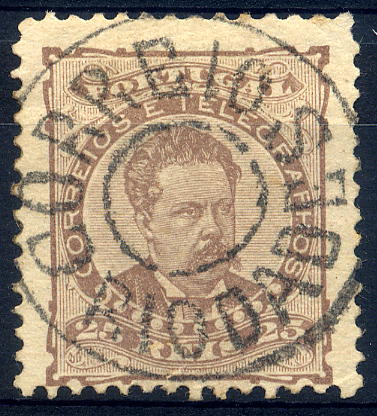 23Lis_1737.jpg -     Lote:    1737            Portugal       Descrição:         Carimbos nominativos. 1882/83 &mdash; D. Luís I de frente. Selo de 25 reis CE57, denteado 12 &frac12;, papel liso, obliterado com carimbo de "CORREIOS RIODADES". Gordon 351, raridade 75. B e MR.        O       Valor Base:     &euro; 50,00     Valor Venda:     &euro; 140,00     