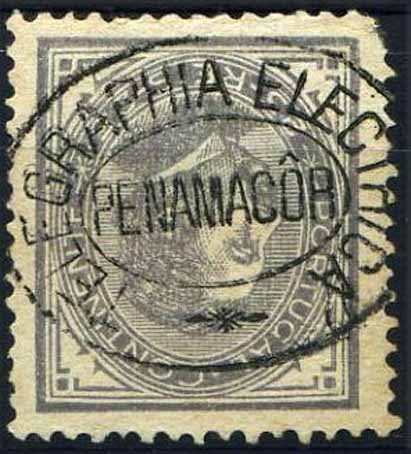 23Lis_1771.jpg -     Lote:    1771            Portugal       Descrição:         Marcas da telegrafia eléctrica. 1882/83 &mdash; D. Luís I, de perfil. CE53, 25 reis cinzento, denteado 12 &frac12;, papel liso, obliterado com carimbo de PENAMACOR. Falta de um dente no selo.        O       Valor Base:     &euro; 10,00     Valor Venda:     &euro; 18,00     