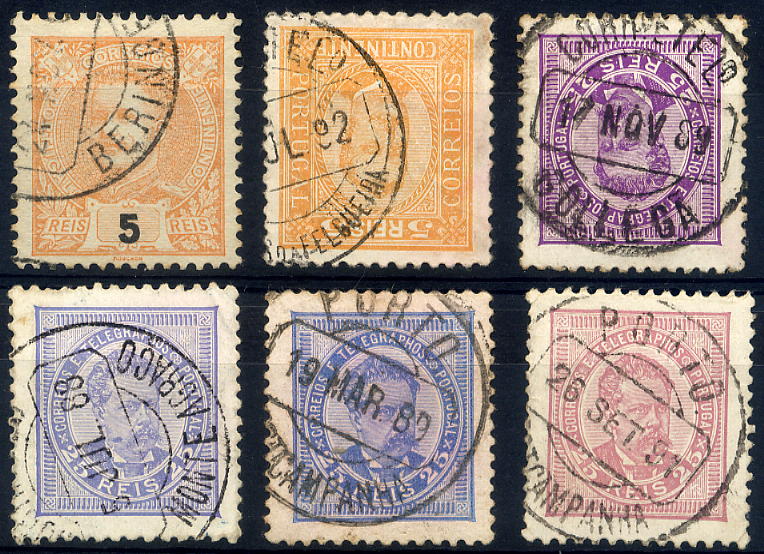23Lis_1779.jpg -     Lote:    1779            Portugal       Descrição:         Carimbos circulares datados. Lote de 6 selos de diversas emissões, obliterados com marca de dia BERINGEL (raridade 7), CALDAS DA FELGUEIRA, GOLLEGÃ, SOBRAL / MONTE AGRAÇO, PORTO / EST. CAMPANHÃ (2).        O       Valor Base:     &euro; 8,00     Valor Venda:     &euro; 8,00     