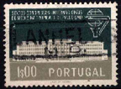 23Lis_1843.jpg -     Lote:    1843            Portugal       Descrição:         Marcas nominativas ferroviárias. Selo de 1$00 da emissão Do 6.ºs Congressos da Medicina Tropical e do Paludismo, CE839, obliterado com carimbo rectangular de "LANHELAS / M. D.".        O       Valor Base:     &euro; 15,00     Valor Venda:     Retirado     